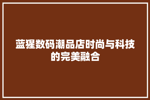 蓝猩数码潮品店时尚与科技的完美融合