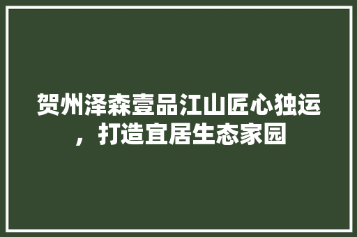 贺州泽森壹品江山匠心独运，打造宜居生态家园