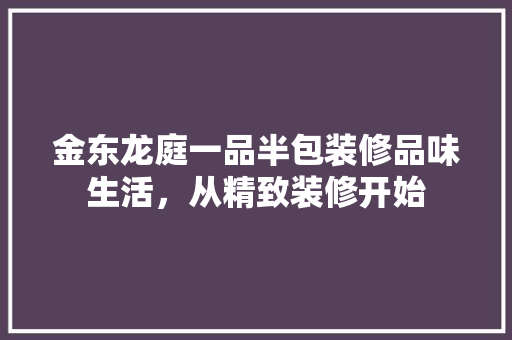 金东龙庭一品半包装修品味生活，从精致装修开始