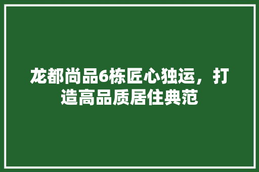 龙都尚品6栋匠心独运，打造高品质居住典范