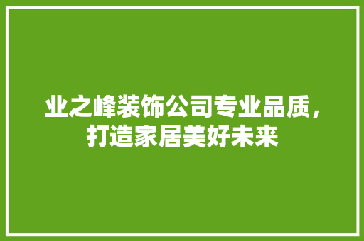 业之峰装饰公司专业品质，打造家居美好未来