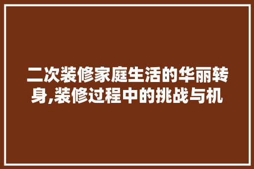 二次装修家庭生活的华丽转身,装修过程中的挑战与机遇