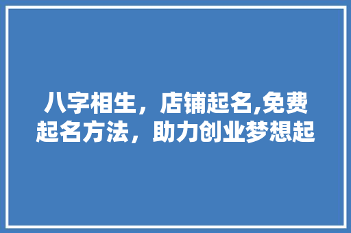 八字相生，店铺起名,免费起名方法，助力创业梦想起飞