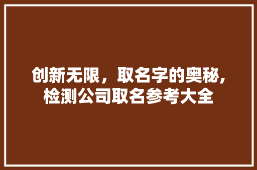 创新无限，取名字的奥秘,检测公司取名参考大全