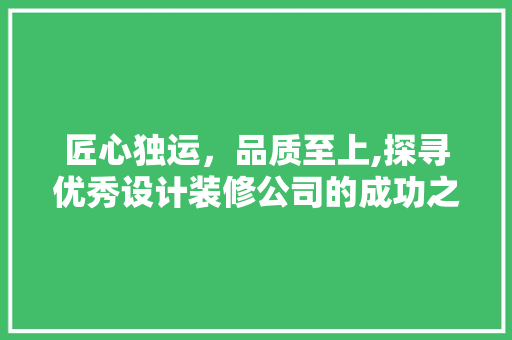 匠心独运，品质至上,探寻优秀设计装修公司的成功之路