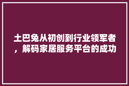土巴兔从初创到行业领军者，解码家居服务平台的成功之路