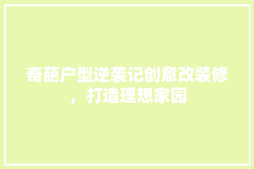 奇葩户型逆袭记创意改装修，打造理想家园