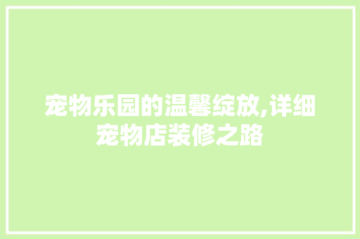 宠物乐园的温馨绽放,详细宠物店装修之路