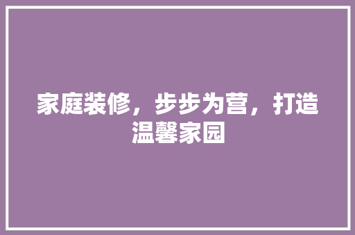 家庭装修，步步为营，打造温馨家园