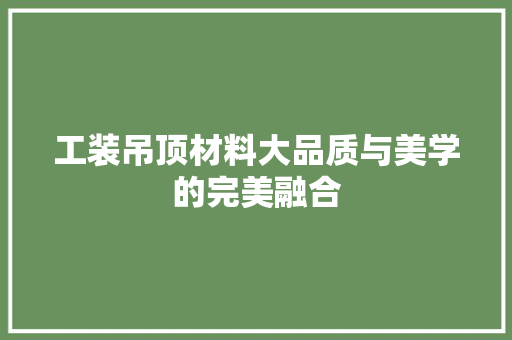 工装吊顶材料大品质与美学的完美融合