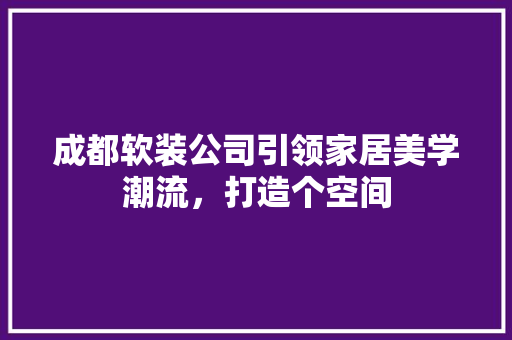 成都软装公司引领家居美学潮流，打造个空间