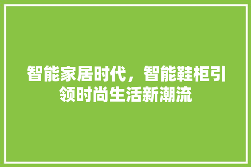 智能家居时代，智能鞋柜引领时尚生活新潮流