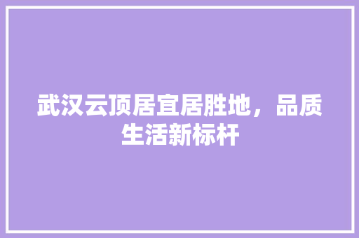 武汉云顶居宜居胜地，品质生活新标杆