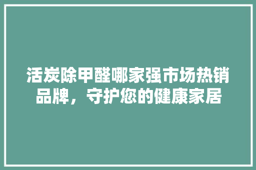 活炭除甲醛哪家强市场热销品牌，守护您的健康家居