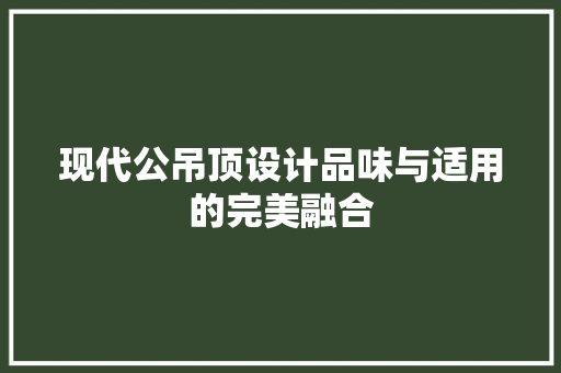 现代公吊顶设计品味与适用的完美融合