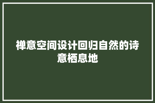 禅意空间设计回归自然的诗意栖息地
