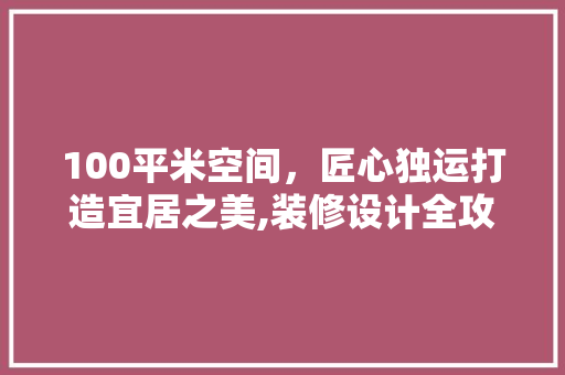 100平米空间，匠心独运打造宜居之美,装修设计全攻略
