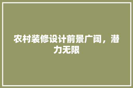 农村装修设计前景广阔，潜力无限
