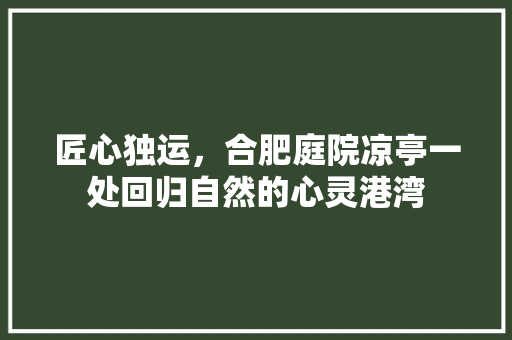 匠心独运，合肥庭院凉亭一处回归自然的心灵港湾
