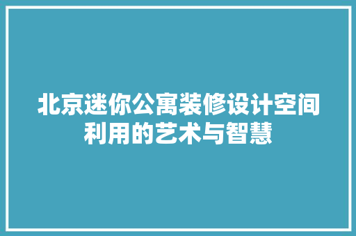 北京迷你公寓装修设计空间利用的艺术与智慧