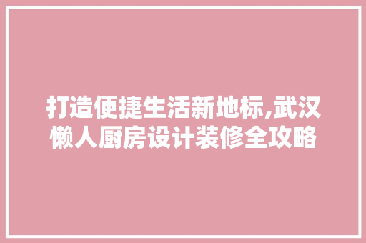打造便捷生活新地标,武汉懒人厨房设计装修全攻略