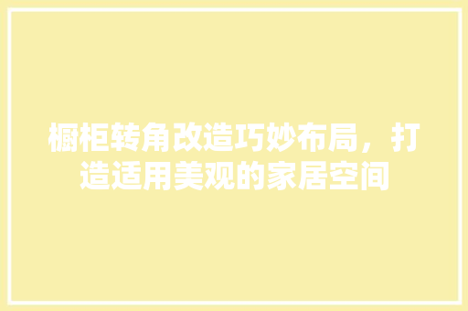 橱柜转角改造巧妙布局，打造适用美观的家居空间
