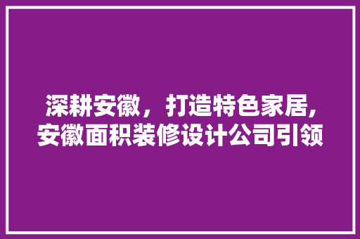 深耕安徽，打造特色家居,安徽面积装修设计公司引领行业发展