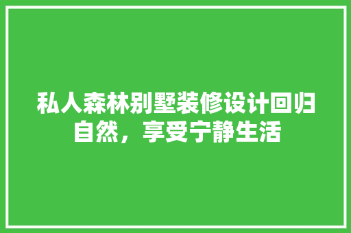 私人森林别墅装修设计回归自然，享受宁静生活