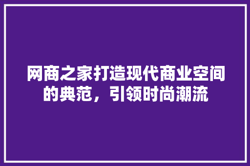网商之家打造现代商业空间的典范，引领时尚潮流
