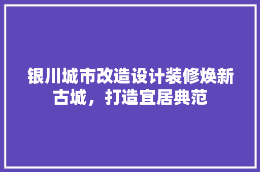 银川城市改造设计装修焕新古城，打造宜居典范