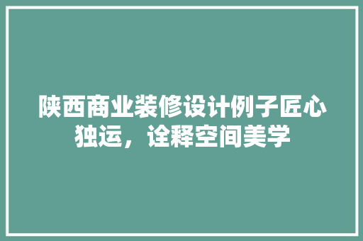 陕西商业装修设计例子匠心独运，诠释空间美学