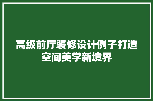 高级前厅装修设计例子打造空间美学新境界