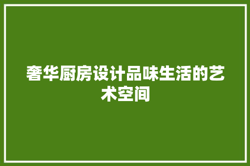 奢华厨房设计品味生活的艺术空间