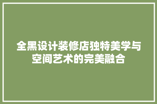 全黑设计装修店独特美学与空间艺术的完美融合