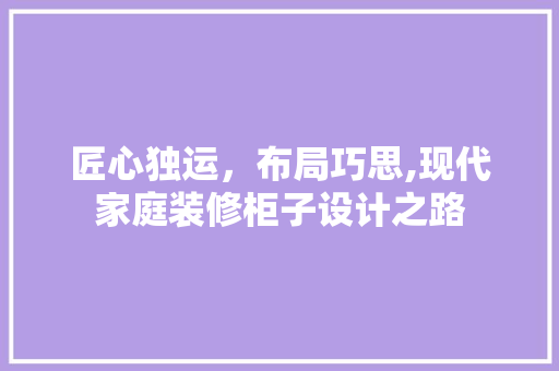 匠心独运，布局巧思,现代家庭装修柜子设计之路