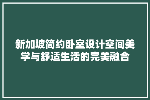 新加坡简约卧室设计空间美学与舒适生活的完美融合