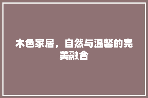 木色家居，自然与温馨的完美融合