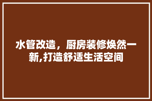 水管改造，厨房装修焕然一新,打造舒适生活空间