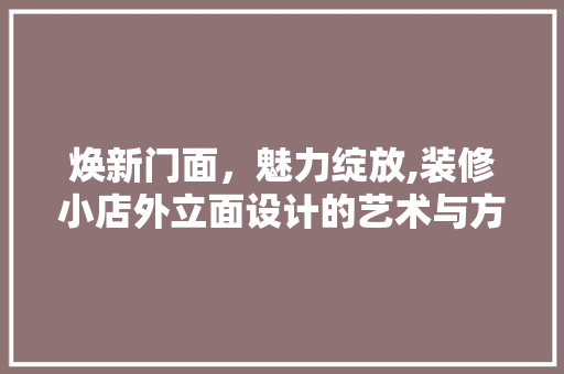 焕新门面，魅力绽放,装修小店外立面设计的艺术与方法