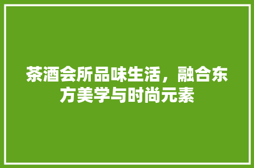 茶酒会所品味生活，融合东方美学与时尚元素
