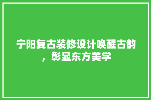宁阳复古装修设计唤醒古韵，彰显东方美学