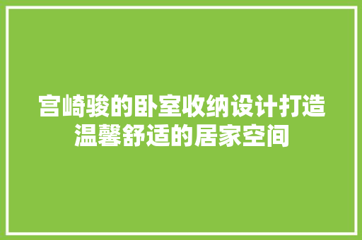 宫崎骏的卧室收纳设计打造温馨舒适的居家空间