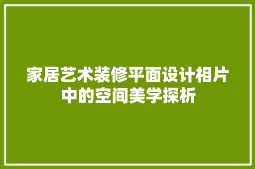 家居艺术装修平面设计相片中的空间美学探析