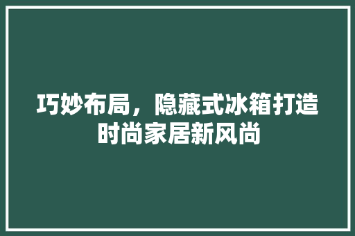 巧妙布局，隐藏式冰箱打造时尚家居新风尚