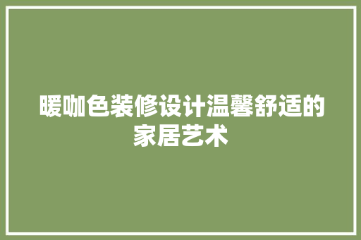 暖咖色装修设计温馨舒适的家居艺术