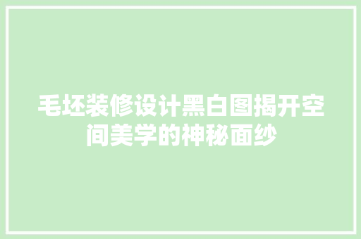 毛坯装修设计黑白图揭开空间美学的神秘面纱
