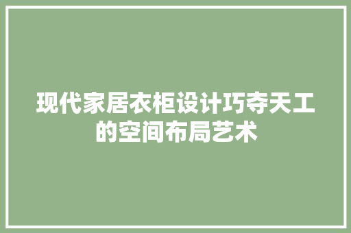现代家居衣柜设计巧夺天工的空间布局艺术