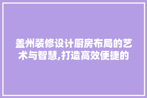 盖州装修设计厨房布局的艺术与智慧,打造高效便捷的烹饪空间