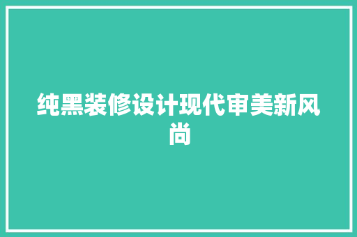 纯黑装修设计现代审美新风尚