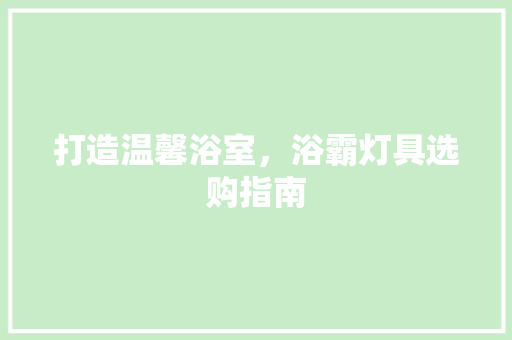 打造温馨浴室，浴霸灯具选购指南
